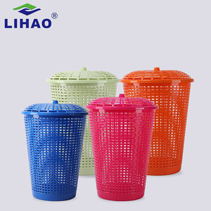 Wholesale Plastic plastic Laundry Basket plastic round dirty clothes laundry basket with cover