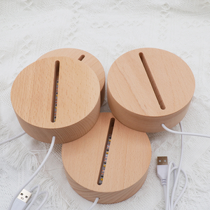 Factory Wholesale <b>Led</b> Illusion Acrylic Round Oval Custom Wood Base <b>Light</b> <b>LED</b> Base for Acrylic 3D Night <b>Light</b> Wood Lamp Base - Product Image 4