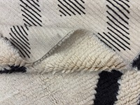 Tapis en laine noué à la main, tapis géométrique noir et blanc, tapis à poils longs, tapis fait main, tapis moderne pour la décoration de la maison