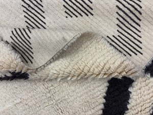 Alfombra de lana anudada a mano, alfombra geométrica blanca y negra, alfombra de pelo alto hecha a mano, alfombra moderna para decoración del hogar - Product Image 6