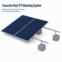 Système de fixation solaire pour toit facile à installer, support en acier pour toit plat, base en bloc de béton, galvanisé à chaud, inclinaison réglable 20-25°