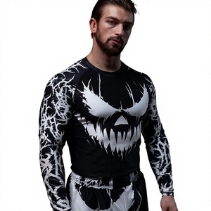 BJJ MMA <b>Rashguard</b> Men's Long Sleeve Compression Shirt Breathable Quick Dry Spandex/Polyester Heat-Transfer Printing OEM - Product Image 5
