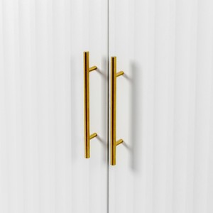 3-Door Large Storage Modern Eco-Friendly <b>Sideboard</b> with Gold Handles for <b>Kitchen</b> Dining Living Rooms-White Buffet Cabinet - Product Image 6