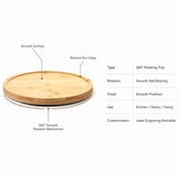 Plateau tournant en bois Lazy Susan à 360 degrés, base rotative de style moderne, multifonction, à un seul niveau, pour la cuisine et le rangement à domicile