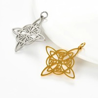 Collier classique en acier inoxydable avec pendentif nœud de sorcière, amulette celtique porte-bonheur irlandaise, bijoux vintage pour hommes et femmes