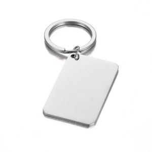 30*50mm <b>Custom</b> Rectangle Keychain Personalized Mirror Polished Metal Stainless Steel Blank Tag for DIY Logo Accessories Key Ring - Product Image 5