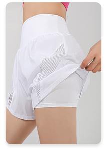 Pantalones cortos de gimnasia de doble capa de verano al por mayor, ropa de entrenamiento de yoga con logotipo personalizado, pantalones cortos deportivos sueltos de color sólido - Product Image 2