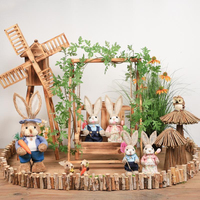 Lapin de lapin tissé en herbe de Pâques créatif pour ornement de décoration de jardin