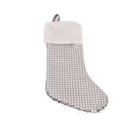 Chaussettes de Noël en polyester brodé de haute qualité avec sequins, grandes, moelleuses, en peluche, sac cadeau pour enfants, décoration suspendue pour sapin de Noël, vente en gros