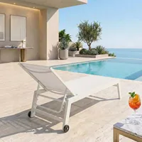 Chaise longue d'extérieur en aluminium à angle réglable et avec roulettes pour patio, jardin et cour