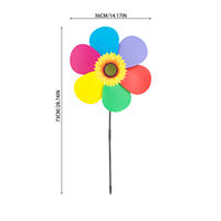 Tourniquet à vent en forme de tournesol arc-en-ciel 3D à double couche pour la décoration du jardin, grand ornement de pelouse extérieur, 73 cm