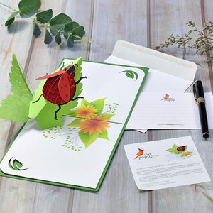 Ladybug Animal Shape 3D Pop-Up Birthday Card with Digital Printing and <b>Matte</b> <b>Varnishing</b> for Gift - Product Image 6