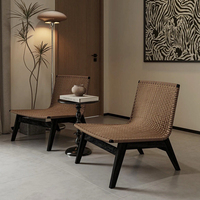 Fauteuil de salon moderne en rotin PE avec base en bois de frêne australien, structure métallique, pour patio, fauteuil de relaxation semi-extérieur de style australien