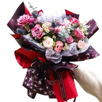 Vente directe fabricant – Papier d'emballage pour fleurs fraîches, style coréen, enduit Ouya, recyclable, imperméable, bicolore, avec feuille d'argent pour bouquets