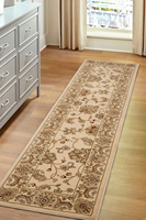 Washable Faux Sheepskin Low Pile Waterproof Runner Rug Vintage Oriental Floral Hallway Anti-Slip Backing Decorative Area Rug