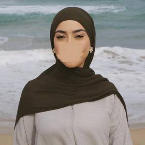 Pañuelos Lisos de Rayón Modal Viscosa Voile Premium en Oferta, Hiyabs Islámicos Populares para Mujeres Musulmanas, Chales de Algodón Arrugado con Borlas - Product Image 1