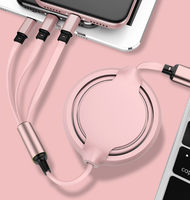 Câble de données télescopique Macaron 3 en 1 adapté au câble de charge IP type-c Android USB Type C 3 en 1
