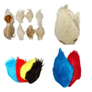 Großhandel Chinese Natural Cock Neck Capes Gefärbte Hahn Completer Heads für Fliegen binden Wild Fishing Material