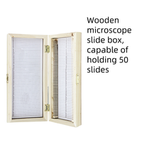 Biological Microscope Slide Box Wooden Slice with 50 Slides Specimen Container for Medical Science
