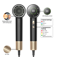 Sèche-cheveux NTC à faible bruit, 200 millions d'ions, sans balais, écran LCD, diffuseur, coiffage des boucles, double tension, compact, styler professionnel