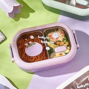 Boîte à lunch bento mignonne en acier inoxydable sans BPA de 1000 ml pour enfants, compatible micro-ondes, anti-fuite, lavable au lave-vaisselle, écologique, durable, motif dessin animé - Product Image 2