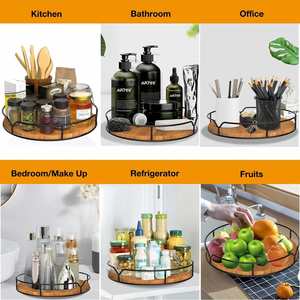 360 Degree Lazy Susan Turntable Organizer <b>for</b> Cabinet <b>Kitchen</b> Countertop Wooden Spice Rack - Product Image 4