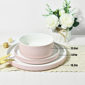 Juego de Vajilla de Cerámica Moderna de 12 Piezas, <span class=keywords><strong>Platos</strong></span> y Tazones de <span class=keywords><strong>Porcelana</strong></span> para Hogar, Hotel, Restaurante, Venta al Por Mayor OEM, en Stock - Product Image 2