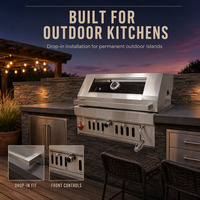 Barbecue fumoir moderne encastrable au charbon de bois, tête de gril en acier inoxydable 304 pour fêtes, cuisine extérieure, îlot, villa, patio, jardin