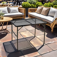 Table pliante portable en aluminium de 2 pieds pour cuisine de camping ou hôtel avec supports en maille légère et réglable en hauteur