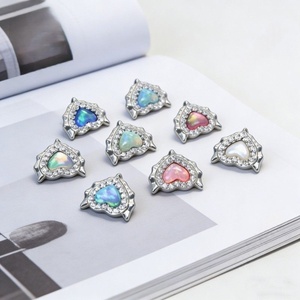 <span class=keywords><strong>Piercing</strong></span> G23 in Titanio con Cuore di Opale, Filettatura Interna, per Conch, Labret, Tragus, Helix, Labbra, Carino, per Matrimoni e Feste, <span class=keywords><strong>Argento</strong></span> - Product Image 2