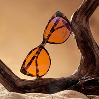 Lunettes de Nuit Anti-Lumière Bleue pour Femmes, Modèle Cat Eye TR90, Branches CP, Verres CR39, Protection Anti-Lumière Bleue, Teinte Ambre Orange