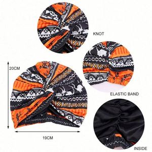 African Printing Twist Top Knot Cap with Satin Lining Unisex Turban for Sports <b>Beach</b> & Party Hair <b>Accessories</b> - Product Image 3