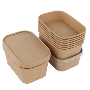 Recipiente de comida para llevar de restaurante, desechable, ecológico, biodegradable, con tapa de papel kraft, para ensaladas, bocadillos, almuerzos. - Product Image 3