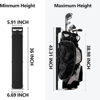 JH-Mech Golftaschen-Aufbewahrungsständer für Golfausrüstung Schwarz Anpassbar Faltbar Ausziehbar Einfache Montage Kohlenstoffstahl Golftaschen-Ständer