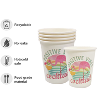 Gobelet jetable en papier imprimé personnalisé avec motif flamant rose, qualité alimentaire, biodégradable, anti-fuite, résistant à la chaleur, avec couvercle et paille, pour fêtes