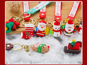 Portachiavi <span class=keywords><strong>natale</strong></span> in pvc 3D cartone animato in gomma morbida Babbo <span class=keywords><strong>Natale</strong></span> alce pupazzo di neve albero di <span class=keywords><strong>natale</strong></span> portachiavi bambola anno nuovo decorazione portachiavi - Product Image 5