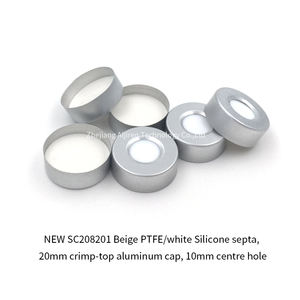 Laboratuvar malzemeleri <span class=keywords><strong>20mm</strong></span> Metal alüminyum kap 8/9.5mm merkezi delik kıvrım üst Headspace örnek flakon kapatma PTFE butil <span class=keywords><strong>Septa</strong></span> 20x3mm OEM - Product Image 3