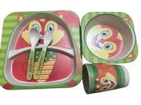 Ensemble de vaisselle pour enfants en mélamine et fibre de bambou, design carré mignon et durable, vente en gros