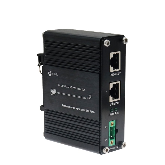 60W PoE Injector 2.5G 802.3at Active Din Rail Industrial Power Ethernet Injector Adapter 48V DC Output Wholesale