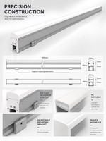 Éclairage linéaire LED d'usine 12W/15W, couleur RVB optionnelle, étanche IP65, structure en aluminium+PC, luminosité stable, éclairage de façade d'hôtel