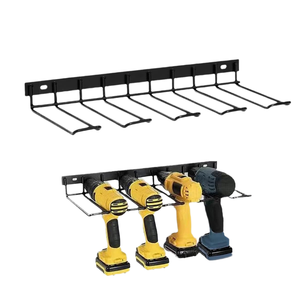 Support de perceuse mural en métal robuste support d'organisateur d'outils électriques à 4 fentes étagère de rangement simple entièrement assemblée pour <span class=keywords><strong>Garage</strong></span> - Product Image 4