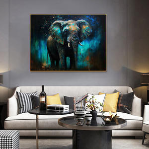 Couleurs vibrantes éléphant toile mur Art abstrait géant Animal affiche encadrée sur toile impression rides et défenses peintures - Product Image 6