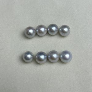 Perles rondes en vrac de culture Akoya d'eau de mer naturelles de 7,5 à 8 mm, avec éclat miroir, forme ronde de base, presque parfaites, assorties - Product Image 1
