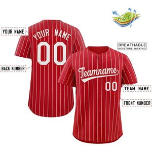 เสื้อเบสบอลลายทางแบบกำหนดเอง เสื้อเชิ้ตติดกระดุม ชื่อและหมายเลขส่วนตัว สำหรับผู้ใหญ่ทั้งชายและหญิง ระบายความชื้นได้ดี - Product Image 2
