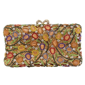 Women Novel Cat’s-Eye Crystal Evening Bag Floral Rhinestone Clutch Purse Removable <b>Chain</b> <b>Handbag</b> for New Year Dating - Product Image 1