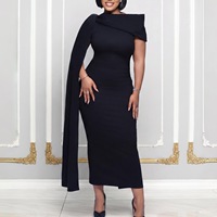 Robe de soirée sirène moulante élégante à une épaule unie avec ceinture pour femme grande taille, idéale pour invitées de mariage
