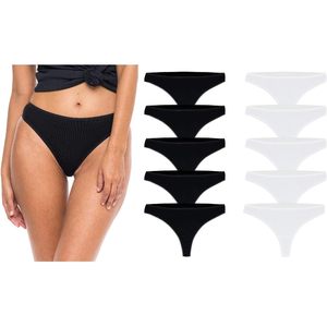 FOXA Paquete de 10 Tangas de Algodón sin Costuras de Talle Bajo para Mujer, Colores Surtidos - Product Image 1