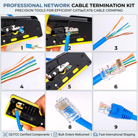 Kit d'outils de sertissage RJ45 multifonctionnel avec testeur de câble, dénudeur et connecteurs RJ45 en acier au carbone et protections en plastique