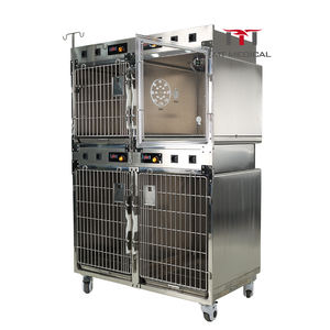 MT tıbbi büyük köpek paslanmaz çelik köpek tekerlekler ile çift kapı açık Pet mağaza ekran kafesleri Pet oksijen kafes - Product Image 4