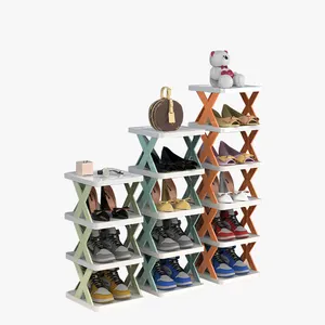 Rak sepatu plastik penyimpanan Organizer sepatu plastik DIY Display kabinet menghemat ruang Organizer rak sepatu rumah tangga sederhana